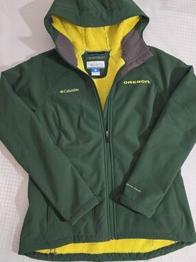 Columbia Omni-Wind Block Oregon Ducks Jacket Women's Large Sherpa Fleece Mint